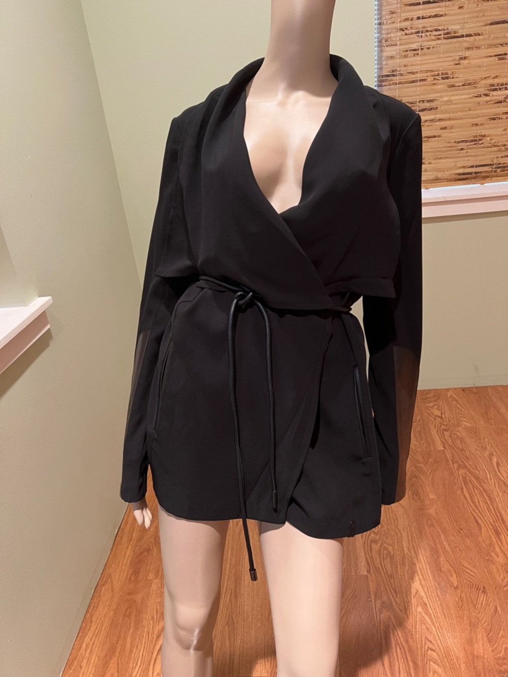 Rudsak Black Wrap Front Belted Blazer Size L